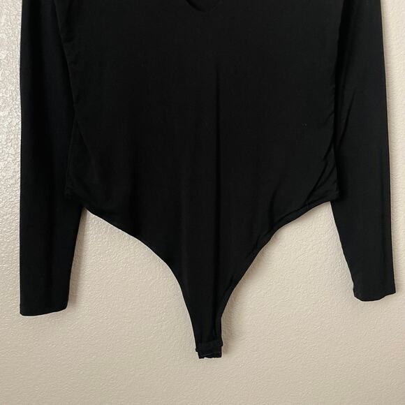 Jonathan Simkhai Bodysuit Womens Large Black Double Knit Long Sleeve Thong - Picture 5 of 10